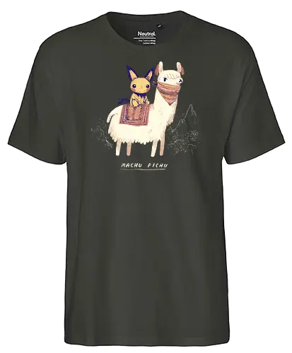 Machu Pichu - machu picchu, pocket, monster, llama, Alpaka, alpaca, lama - Fairtrade T-Shirt