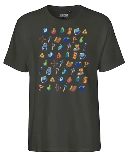 adventuring inventory - adventure, inventar, inventory, hero, ocarina - Fairtrade T-Shirt