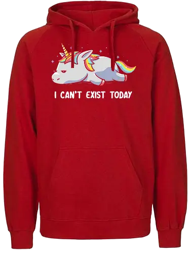 I can't exist today - depressiv, einhorn, unicorn, cute, rainbow - Fairtrade Hoodie