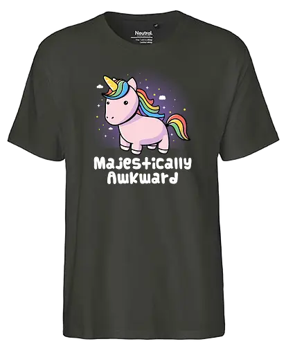 Majestically Awkward - unicorn, einhorn, cute, awkward, fluffy, rainbow - Fairtrade T-Shirt