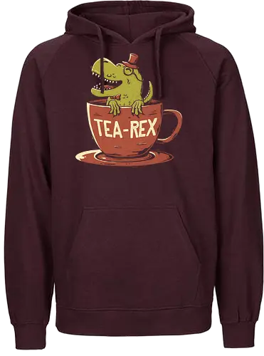 T-Rex - british, t-rex, tyrannosaurus, cup, drink, t - Fairtrade Hoodie