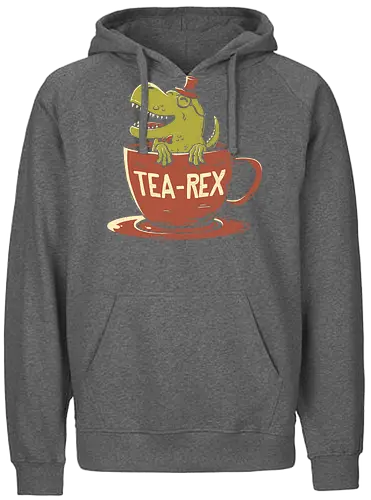 T-Rex - british, t-rex, tyrannosaurus, cup, drink, t - Fairtrade Hoodie