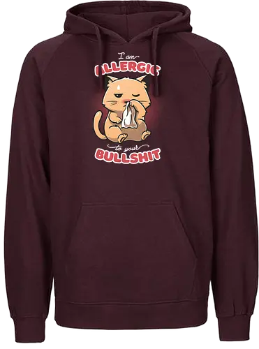 Allergic to your Bullshit - cat, allergie, allergy, bullshit, neko, cute - Fairtrade Hoodie
