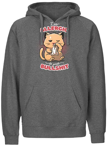 Allergic to your Bullshit - cat, allergie, allergy, bullshit, neko, cute - Fairtrade Hoodie