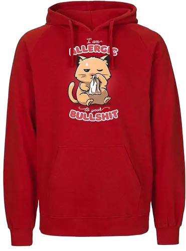Allergic to your Bullshit - cat, allergie, allergy, bullshit, neko, cute - Fairtrade Hoodie