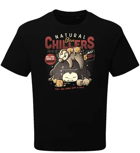 Natural Born Chillers - chill, chillen, nap, sloth, cat, katze, faultier, pocket, monster - Oversize T-Shirt