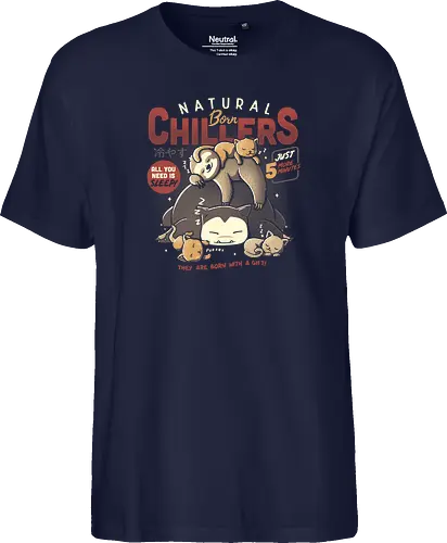 Natural Born Chillers - chill, chillen, nap, sloth, cat, katze, faultier, pocket, monster - Fairtrade T-Shirt