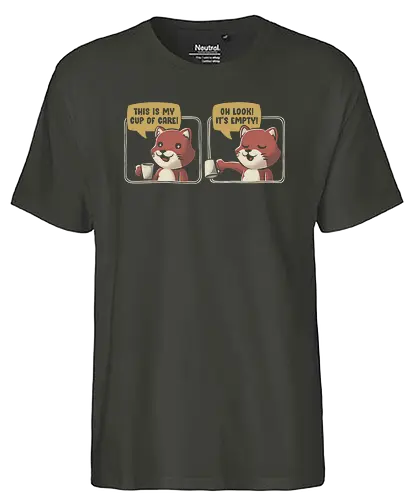 Cup of Care - cat, don't care, Cup of Care, fun - Fairtrade T-Shirt