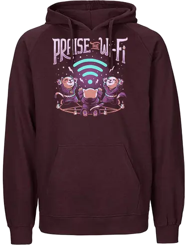 Praise the Wifi - wifi, cat, neko, praise, Demonwifi, Wireless, W-Lan, katze - Fairtrade Hoodie