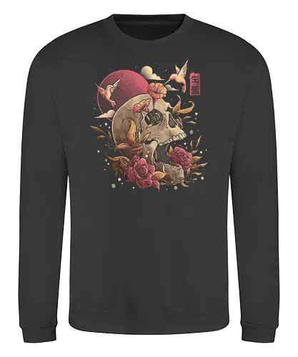 Life and Death - leben, tod, skull, schädel, blumen, pflanzen - Sweatshirt