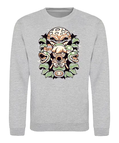 Retro Garden - mask, maske, Piranha, feuer, blume, mario, retro, mond - Sweatshirt