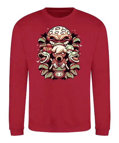 Retro Garden - mask, maske, Piranha, feuer, blume, mario, retro, mond - Sweatshirt