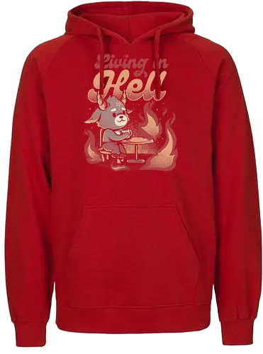 Living In Hell - hölle, hell, dämon, baphomet, This is fine, feuer, fire - Fairtrade Hoodie