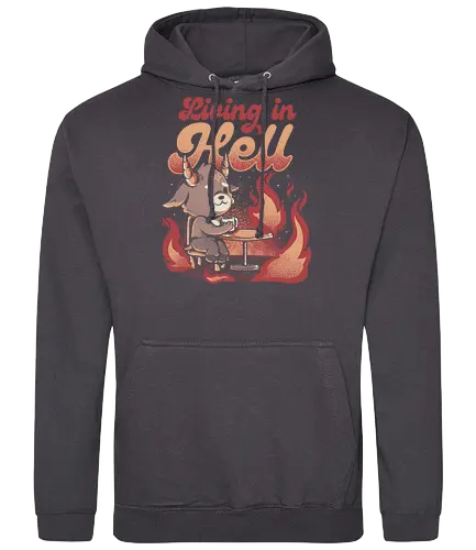Living In Hell - hölle, hell, dämon, baphomet, This is fine, feuer, fire - Standard Hoodie