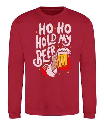 Ho Ho Hold My Beer - christmas, weihnachten, hold my beer, Knitted, bier - Sweatshirt
