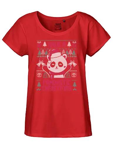 Pandastic Christmas - panda, christmas, weihnachten, Knitted, Ugly swter, Ugly christmas swter - Fairtrade Girl Shirt