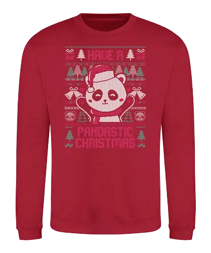 Pandastic Christmas - panda, christmas, weihnachten, Knitted, Ugly swter, Ugly christmas swter - Sweatshirt