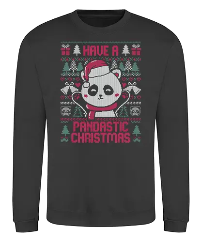 Pandastic Christmas - panda, christmas, weihnachten, Knitted, Ugly swter, Ugly christmas swter - Sweatshirt