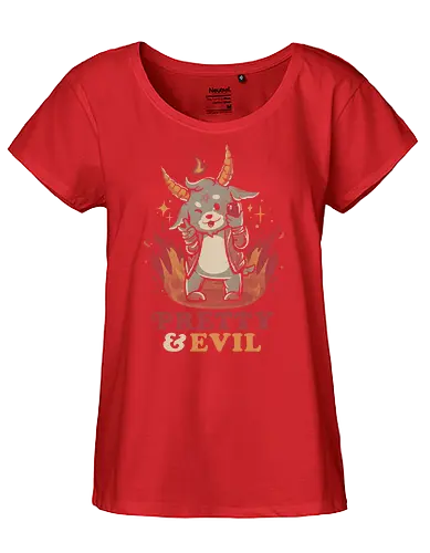 Pretty and Evil - baphomet, satan, selfie, pentagram, Felt cute - Fairtrade Girl Shirt