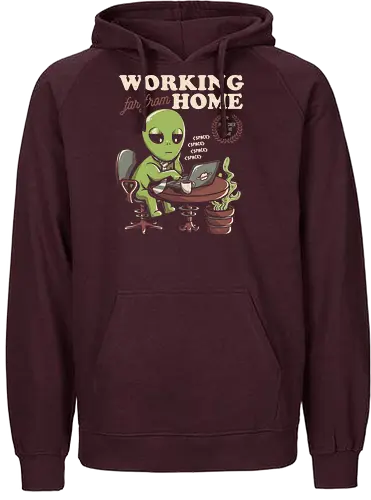 Working Far From Home - Home office, space, alien, bored, far away - Fairtrade Hoodie