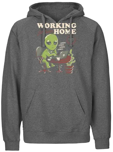 Working Far From Home - Home office, space, alien, bored, far away - Fairtrade Hoodie