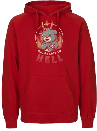 Late to Hell - baphomet, satan, hell, clock is ticking - Fairtrade Hoodie