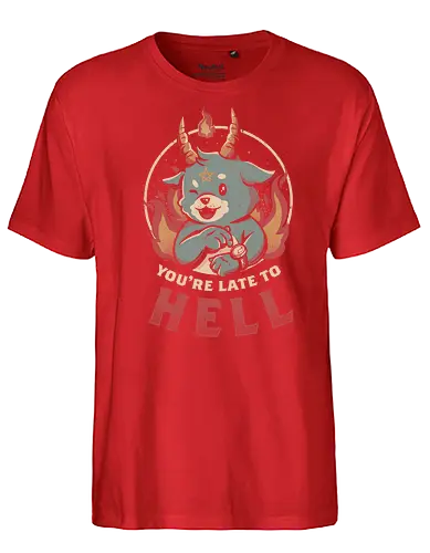 Late to Hell - baphomet, satan, hell, clock is ticking - Fairtrade T-Shirt