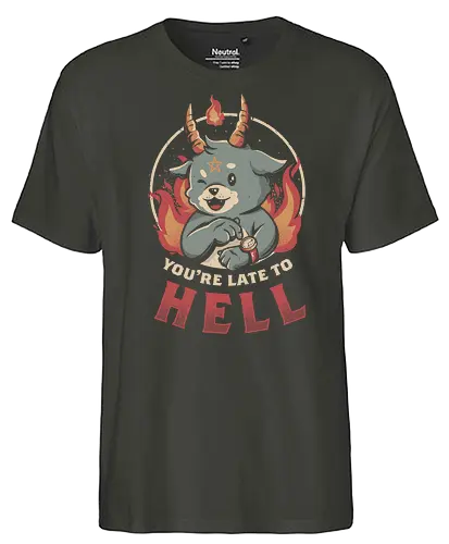 Late to Hell - baphomet, satan, hell, clock is ticking - Fairtrade T-Shirt