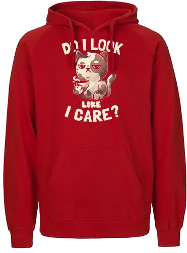 Do I Look Like I Care - grumpy, cat, katze, coffee, motivation - Fairtrade Hoodie
