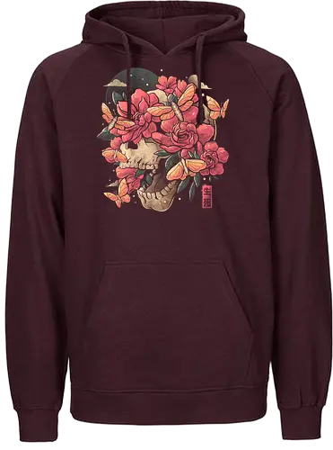 Blossom in Grave - skull, flower, hana, tod, death - Fairtrade Hoodie