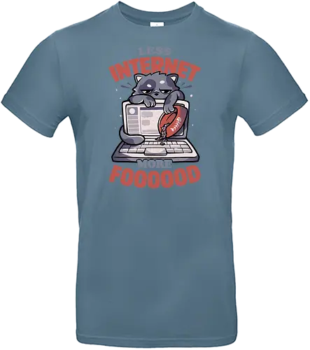 Less Internet More Food - cat, hungry, food, laptop - Standard T-Shirt
