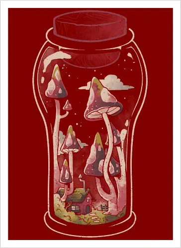 Gnome Jar - gnom, glas, jar, pilz, mushroom - Kunstdruck