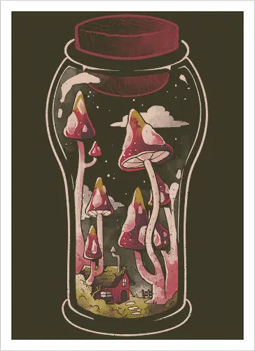 Gnome Jar - gnom, glas, jar, pilz, mushroom - Kunstdruck