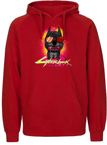 Cyberbark 2077 - gaming, cyberpunk, Bark, Cyberbark, 2077, mashup, dog, hund, fun - Fairtrade Hoodie