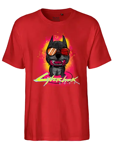 Cyberbark 2077 - gaming, cyberpunk, Bark, Cyberbark, 2077, mashup, dog, hund, fun - Fairtrade T-Shirt