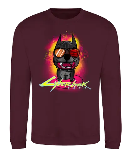 Cyberbark 2077 - gaming, cyberpunk, Bark, Cyberbark, 2077, mashup, dog, hund, fun - Sweatshirt