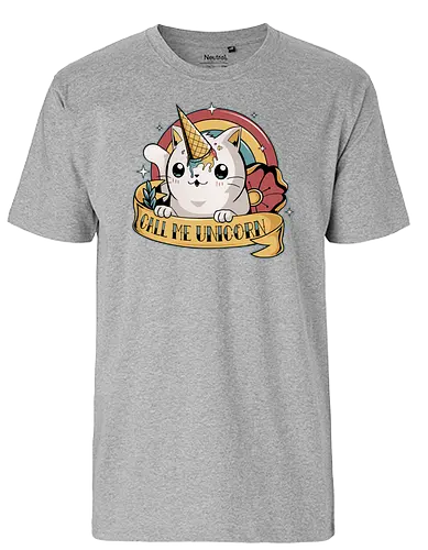 Call me Unicorn - einhorn, katze, cat, cone, eis, tattoo, icecrm - Fairtrade T-Shirt