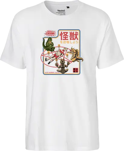 Let's summon Kaiju - ouija, beschwören, satan, kaiju, monster, summon, dark, goth, pentagram, candles - Fairtrade T-Shirt