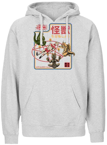 Let's summon Kaiju - ouija, beschwören, satan, kaiju, monster, summon, dark, goth, pentagram, candles - Fairtrade Hoodie