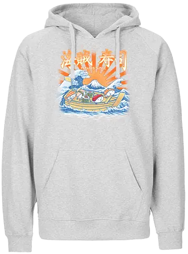 Sushi Pirates - sushi, pirates, kanagawa, nigiri, maki, fish, fisch, welle, meer, fuji, fujisan, japan, nippon, pirat, grt wave - Fairtrade Hoodie