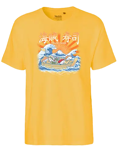 Sushi Pirates - sushi, pirates, kanagawa, nigiri, maki, fish, fisch, welle, meer, fuji, fujisan, japan, nippon, pirat, grt wave - Fairtrade T-Shirt