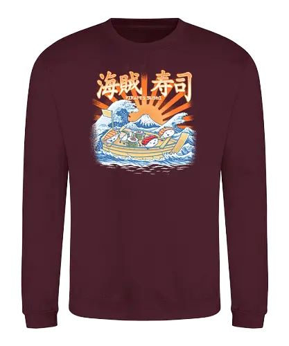 Sushi Pirates - sushi, pirates, kanagawa, nigiri, maki, fish, fisch, welle, meer, fuji, fujisan, japan, nippon, pirat, grt wave - Sweatshirt