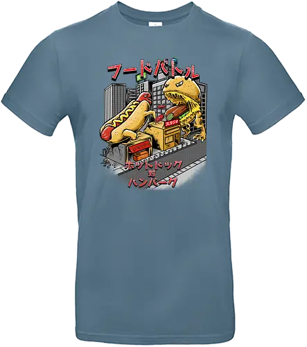 Burger vs Hotdog - burger, hotdog, hamburger, cheeseburger, würstchen, kaiju, monster, food, essen, fastfood - Standard T-Shirt