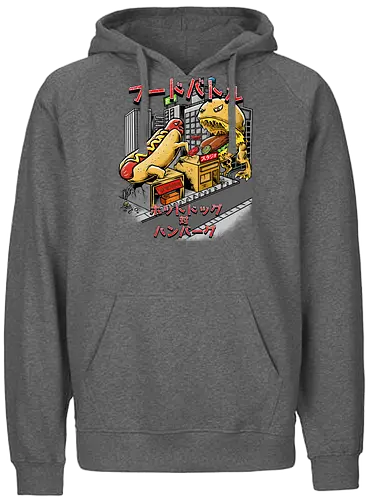 Burger vs Hotdog - burger, hotdog, hamburger, cheeseburger, würstchen, kaiju, monster, food, essen, fastfood - Fairtrade Hoodie