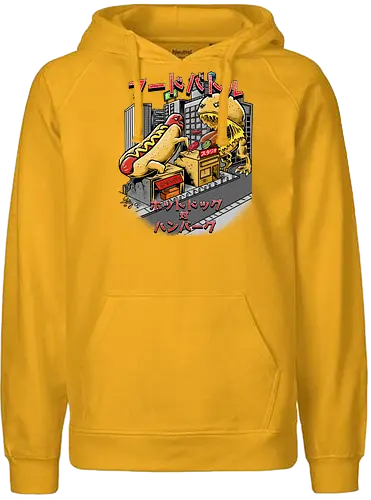 Burger vs Hotdog - burger, hotdog, hamburger, cheeseburger, würstchen, kaiju, monster, food, essen, fastfood - Fairtrade Hoodie
