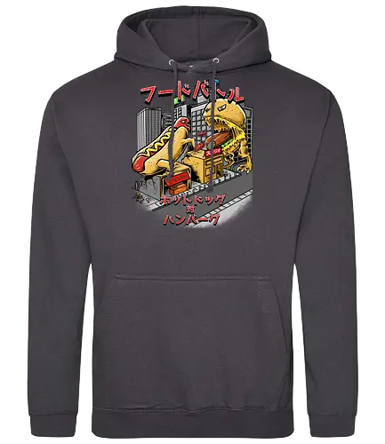 Burger vs Hotdog - burger, hotdog, hamburger, cheeseburger, würstchen, kaiju, monster, food, essen, fastfood - Standard Hoodie