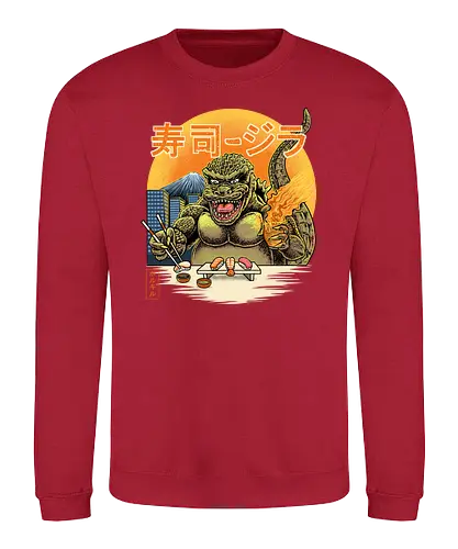 Sushizilla - sushi, food, essen, maki, nigiri, fish, fisch, lachs, salmon, kaiju, monster, Japanese food - Sweatshirt