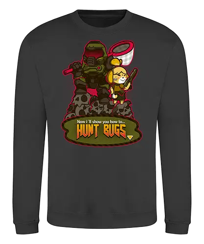 Bug Hunt - gaming, mashup, AC, doom, animal, Crossing, cute, kawaii - Sweatshirt