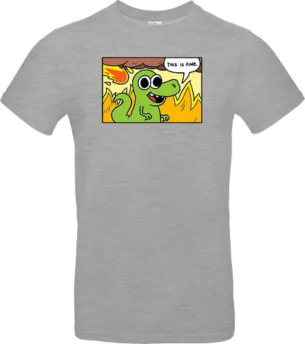 Dino Optimist - dino, fun, comic, apocalypse, meteor, fine, This is fine - Standard T-Shirt