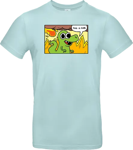 Dino Optimist - dino, fun, comic, apocalypse, meteor, fine, This is fine - Standard T-Shirt